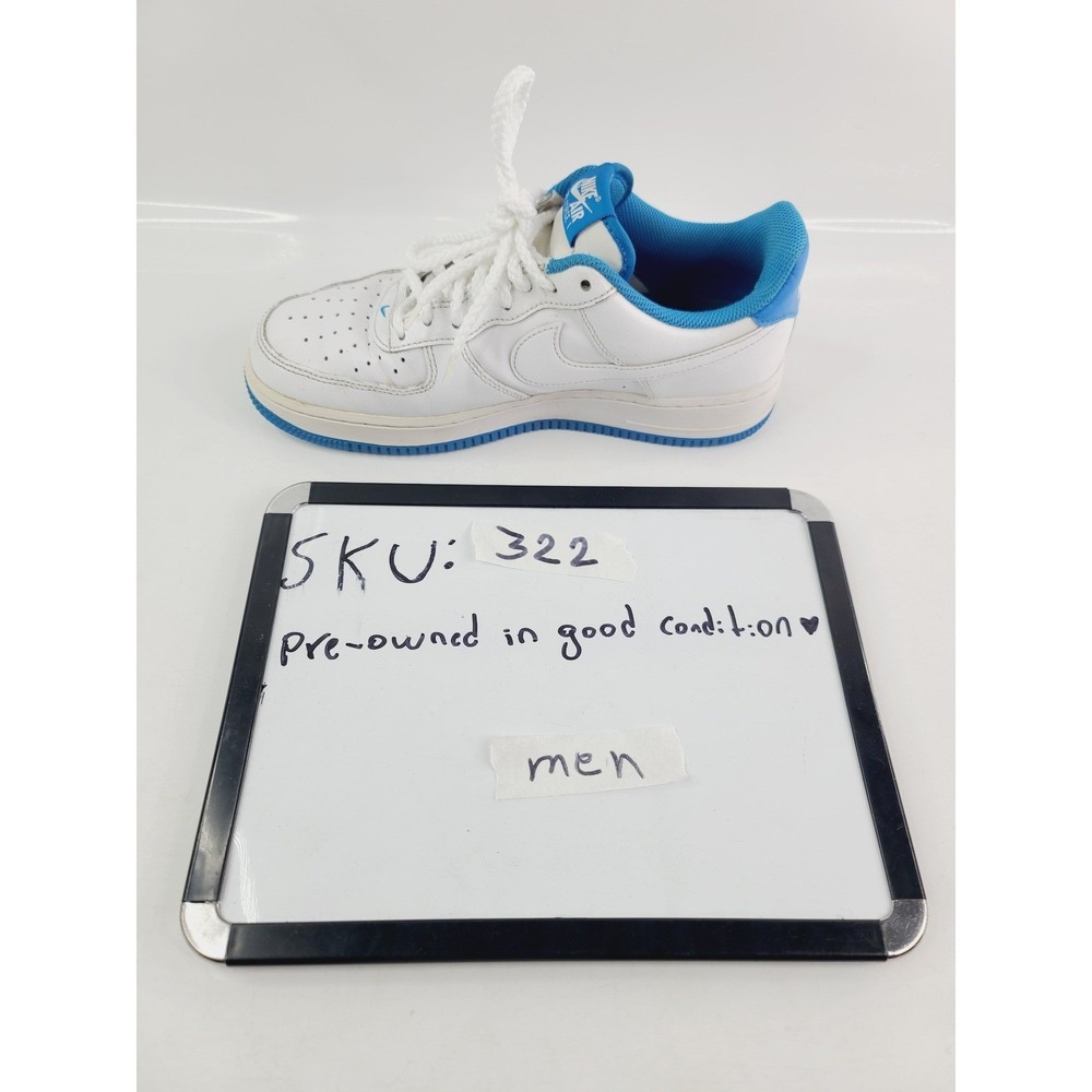 Nike Air Force 1 Leather Casual Sneakers Men's Size 8 White/Blue - Picture 11 of 11
